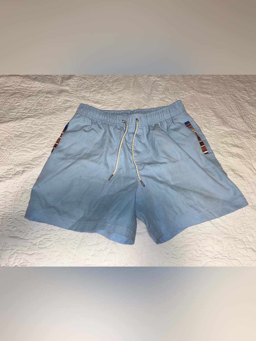 Wowie Shorts Mens Medium Blue Performance Activewear Elastic Waist Pockets 5”